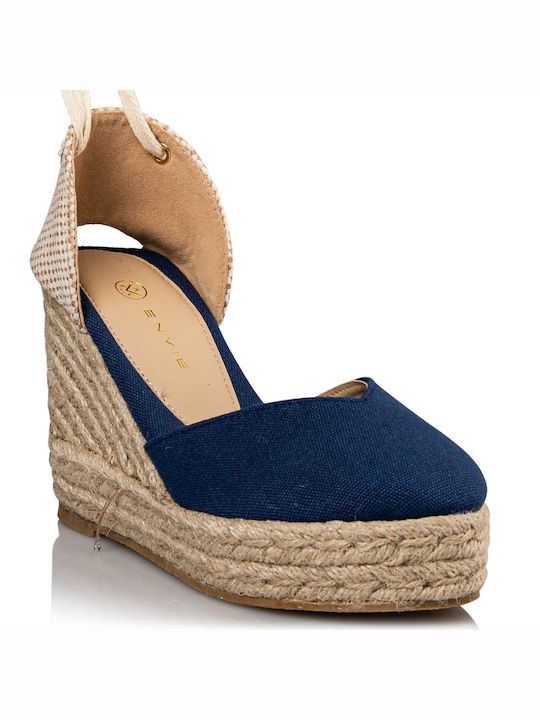 Envie Shoes Women's Fabric Platform Espadrilles Blue