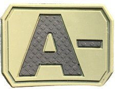 PVC Blood Type Patch Khaki A Negative