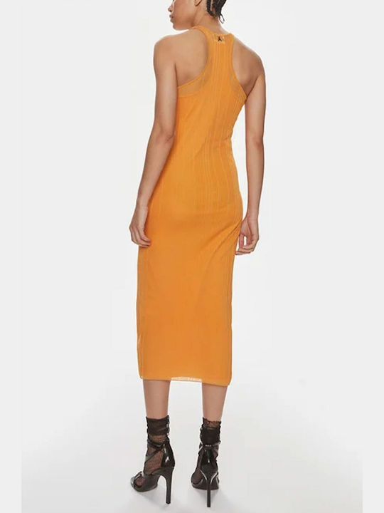 Patrizia Pepe Midi Dress Pearls Orange