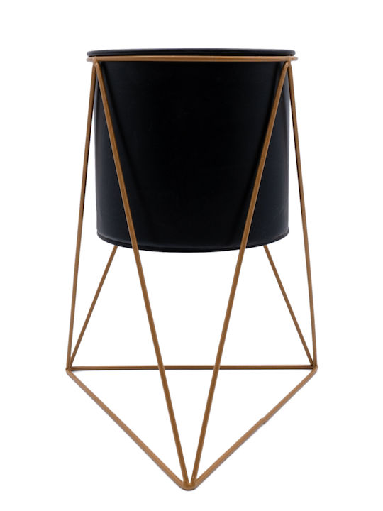 Uncle George Planter Metal Black with Stand 24.5x24.5x31cm.