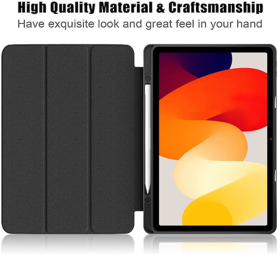 Xiaomi Redmi Redmi Pad Se Acrylic 3-fold culoare solidă de piele inteligentă de piele Tablet Case negru
