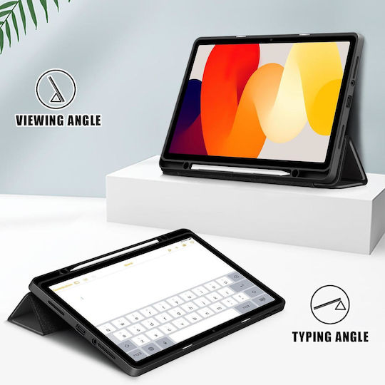 Xiaomi Redmi Redmi Pad Se Acrylic 3-fold culoare solidă de piele inteligentă de piele Tablet Case negru