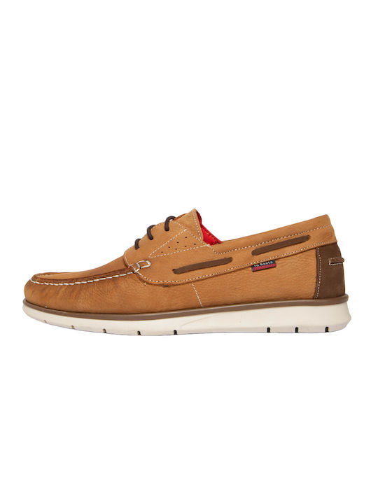 Dj.Santa Men's Leather Boat Shoes Brown