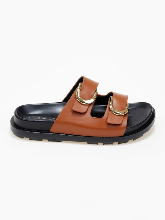 Two-Strap Buckle Sandals Camel