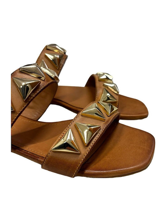 Flache Sandalen für Damen in Tabac Braun Farbe