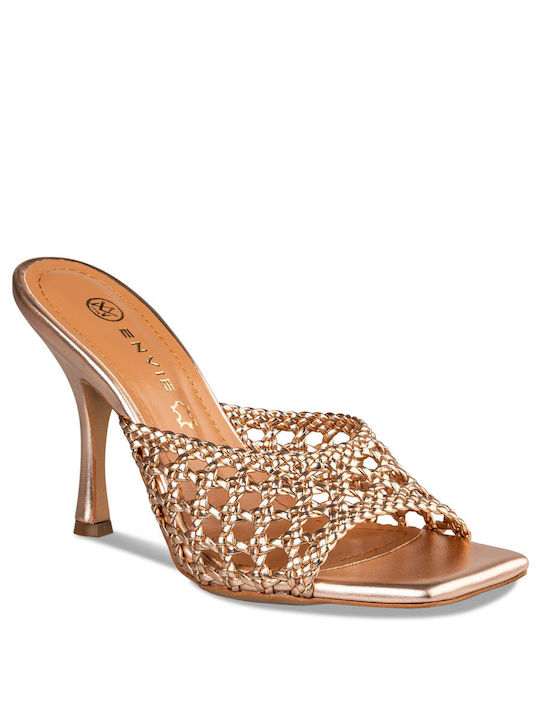 Envie Shoes Mules mit Absatz in Gold Farbe