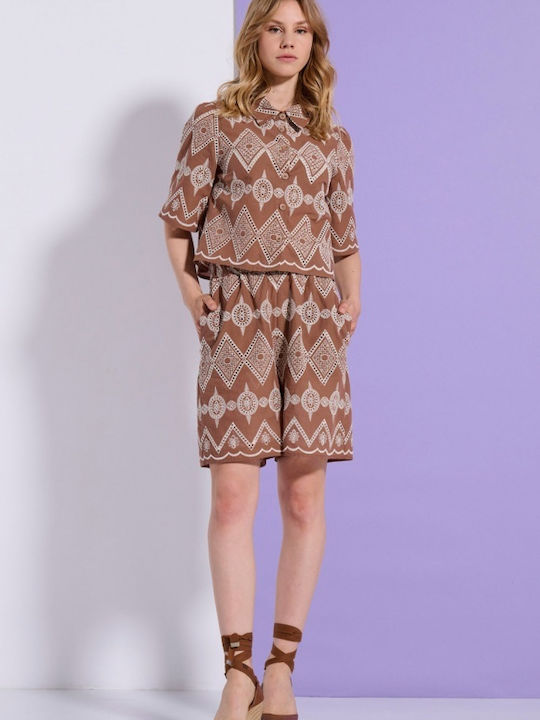 Women's Set with Shorts Brown