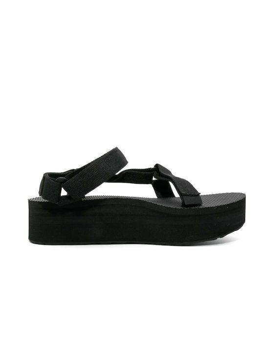 Teva Damen Flache Sandalen Flatforms in Schwarz Farbe