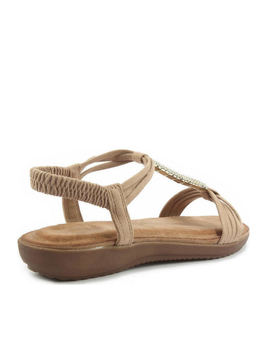 Women's Flat Sandals in Beige Color