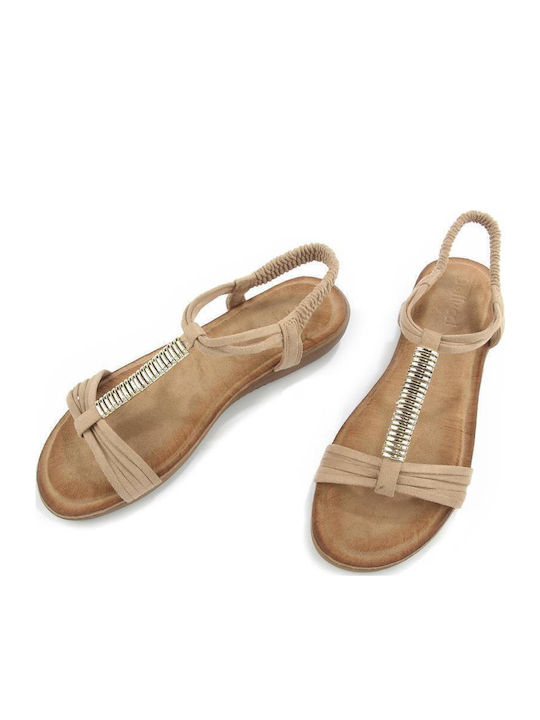 Women's Flat Sandals in Beige Color