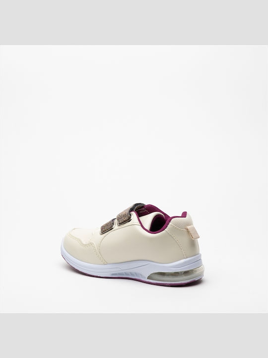 Kids Sneakers with Hoop & Loop Closure and Lights Beige