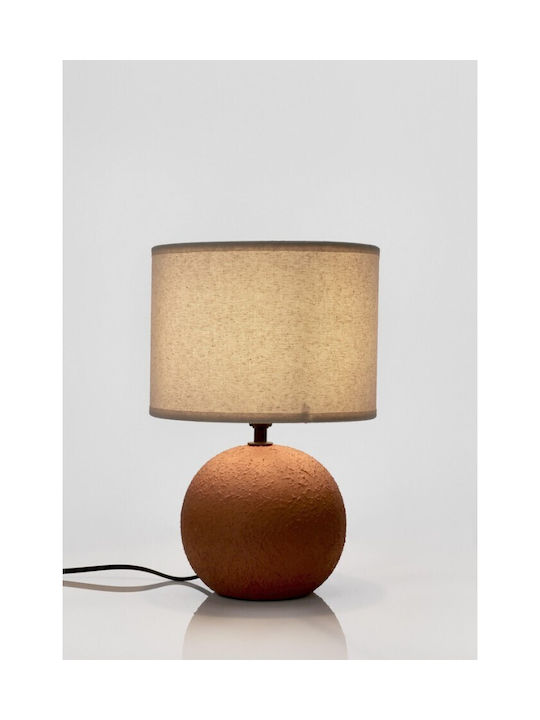 Bizzotto Ceramic Table Lamp with White Shade and Orange Base