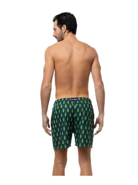 Minerva Men's Swimwear Shorts Green with Patterns