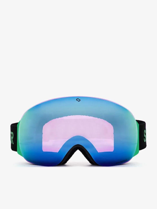 Sinner Avon Μάσκα Σκι & Snowboard Ενηλίκων Μαύρη με Φακό σε Μπλε Χρώμα
