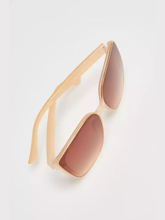 Make your image Femei Ochelari de soare cu Bej Din plastic Rame și Maro Ochelari de soare Lentilă L-OK-4302-Light-Beige