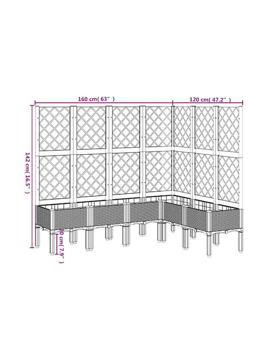 vidaXL Planter Box Plastic White 160x160x142cm.