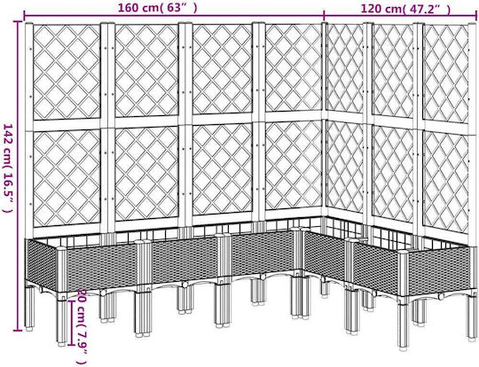 vidaXL Planter Box Plastic White 160x160x142cm.