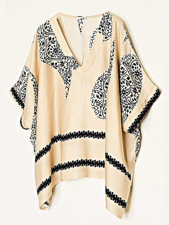 Silk Oversized Oriental Beige Top