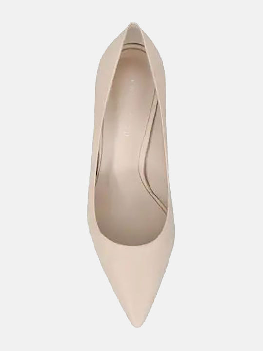 Leder Pumps mit hohem Absatz cream