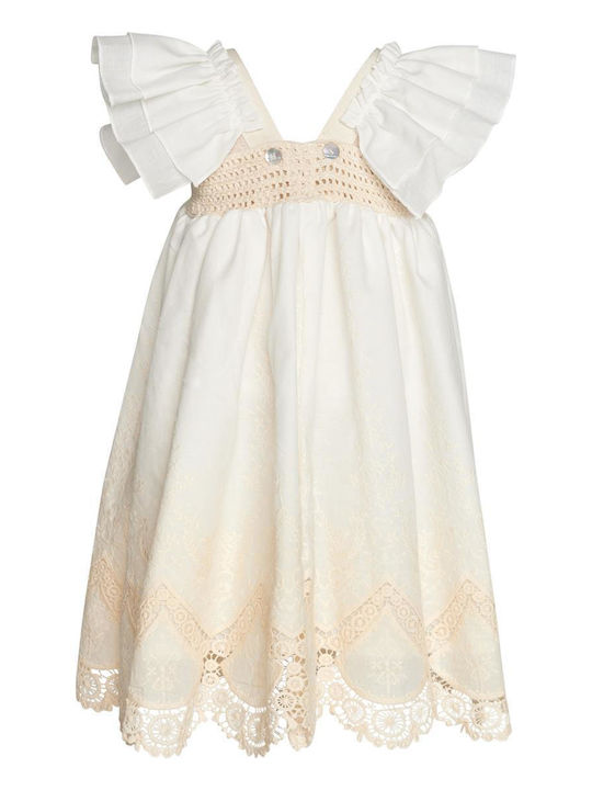 Two In A Castle Kids Dress OFF WHITE T5176