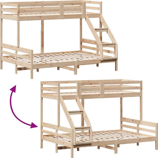 Kids Bed Bunk Semi Double Beige for Mattress 140x200cm