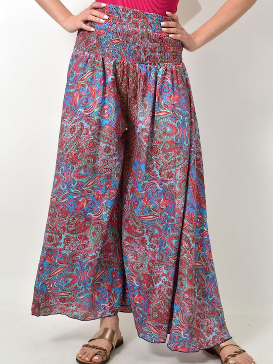 Boho Wide-Leg Trousers Blue 23928