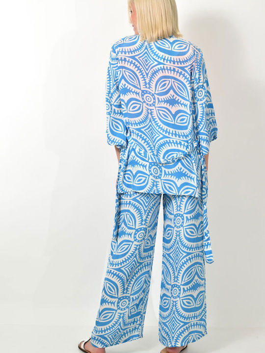 Set Kimono Hose Blauer Druck 23820