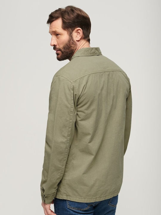 Superdry Cămașă Bărbătească Supraîmbrăcăminte Olive