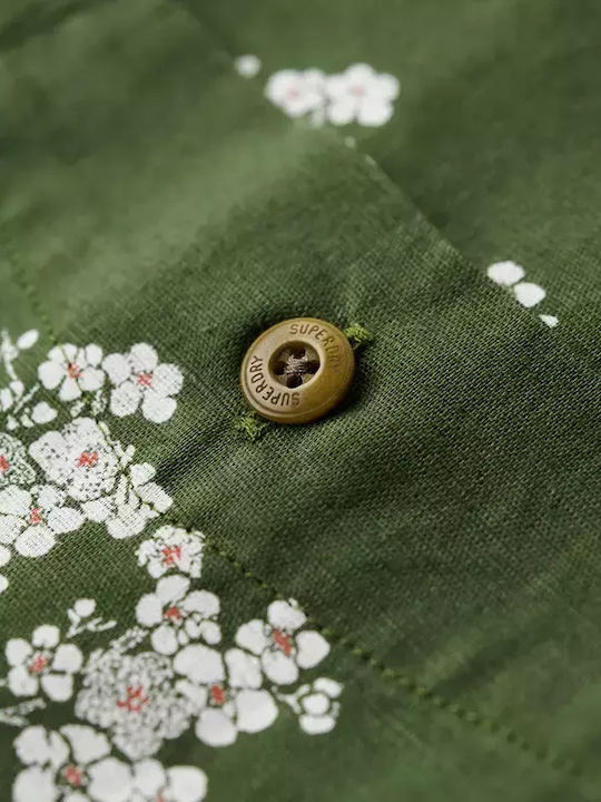 D3 Ovin Cu mânecă scurtă In Cămașă Floral Olive