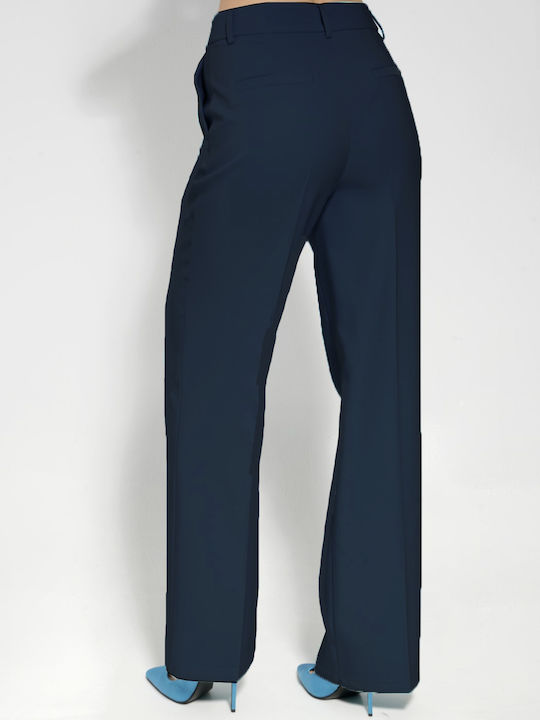 Tresor Women's High-waisted Fabric Trousers Blue