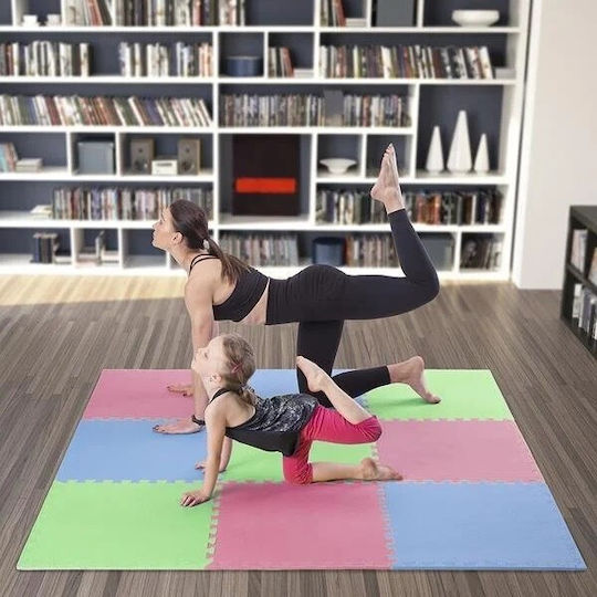Mat Multipack One Fitness Mp10 Δάπεδα Παζλ Γυμναστηρίου Πολύχρωμα Πάχους 1cm 9τμχ