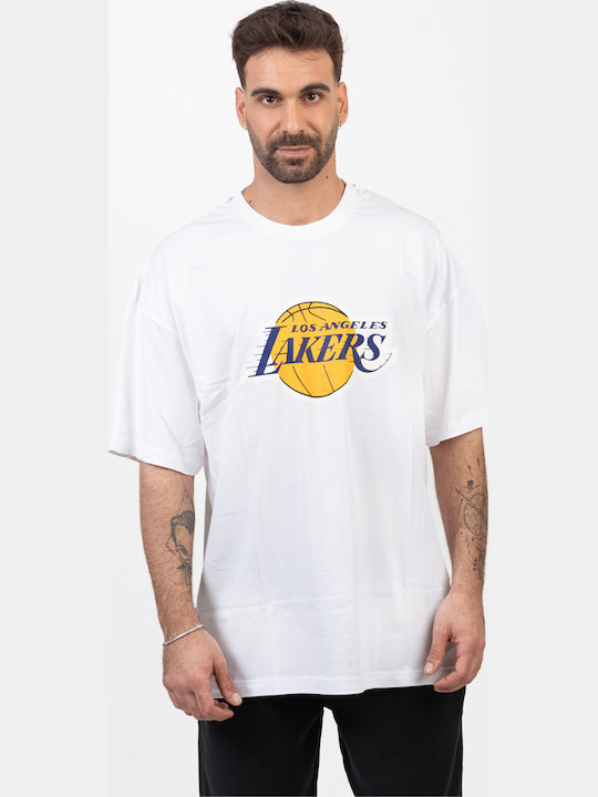 Tricou Oversize Bărbați Los Angeles Lakers Alb