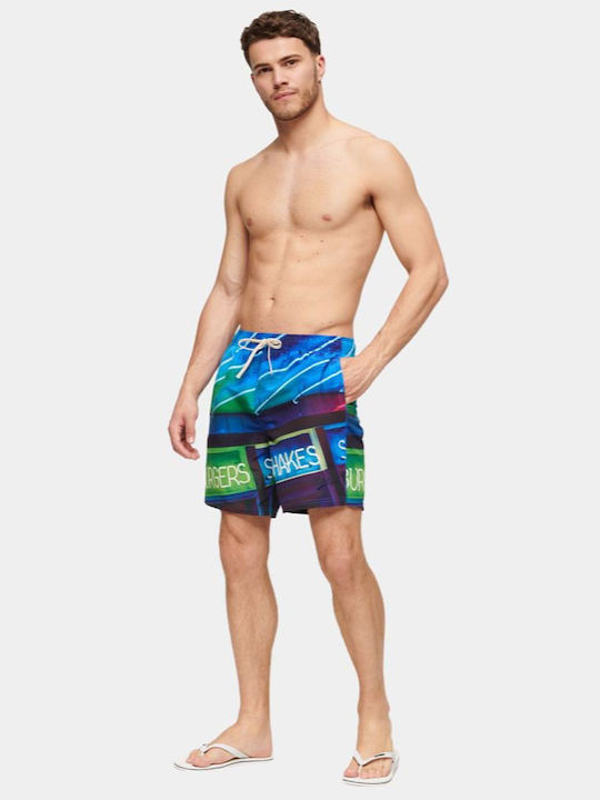 D3 Ovin Photographic Herren Badebekleidung Shorts Neon Navy
