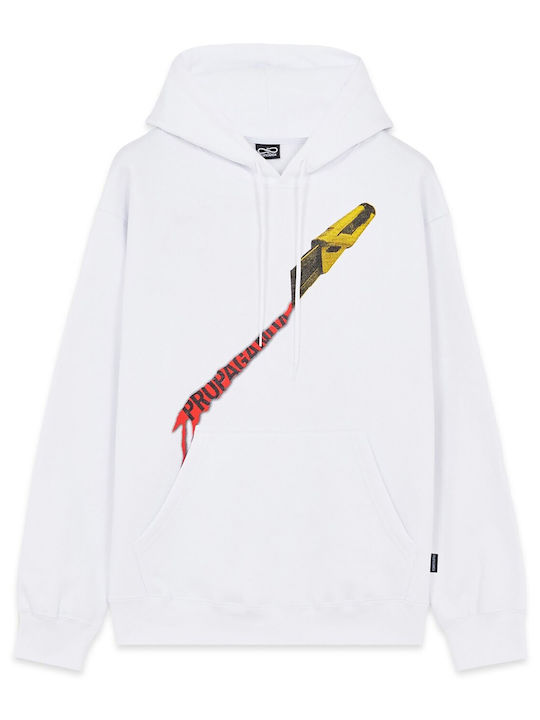 Propaganda Men's Sweatshirt with Hood and Pockets White