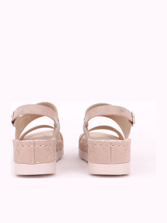 Γυναικεία Ανατομικά Σανδάλια Flatforms Μπεζ
