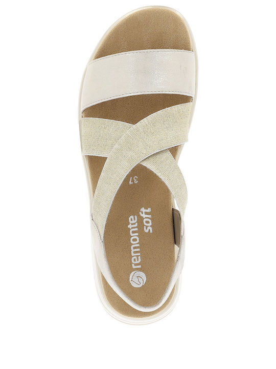 Leder Flache Sandalen für Damen Anatomisch in Beige Farbe