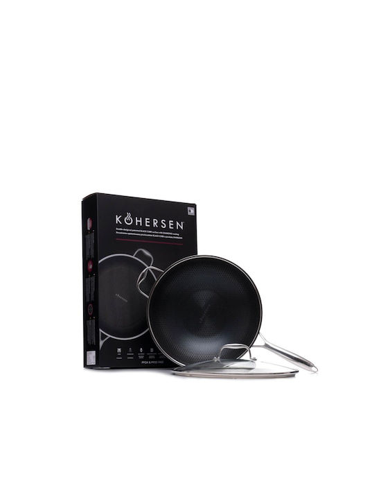 Kohersen Wok Mit Deckel aus Aluminium 32cm