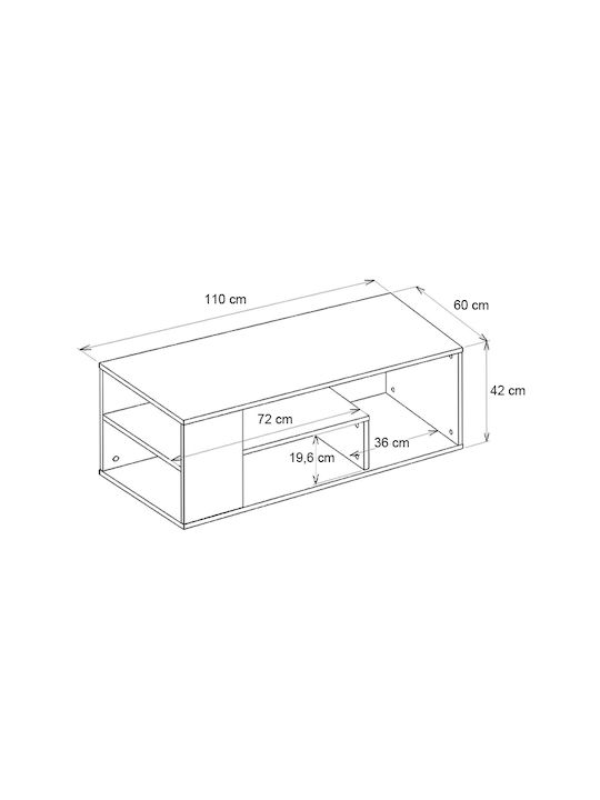 Rectangular Central Coffee Table Abdera Wooden Black W110xL60xH42cm