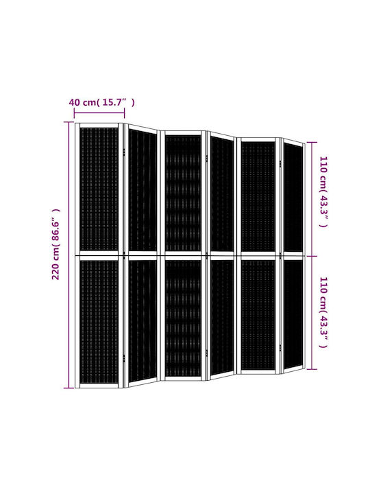 vidaXL Декоративен Параван Дървен с 6 Панела 210x220см
