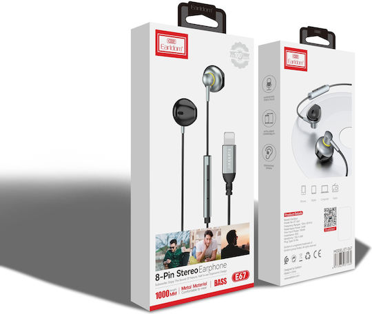 Earldom Et-e67 In-ear Handsfree Ακουστικά με Βύσμα Lightning Γκρι
