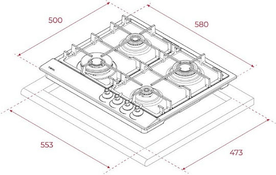 Teka 64320 Gas Cooktop Autonomous 58x50εκ.