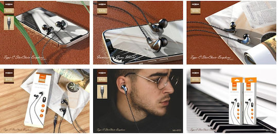 Moxom MX-EP37 In-ear Handsfree Ακουστικά με Βύσμα USB-C