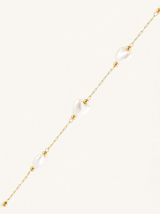 StanStefan Bracelet Anklet Chain made of Steel Gold Plated with Pearls