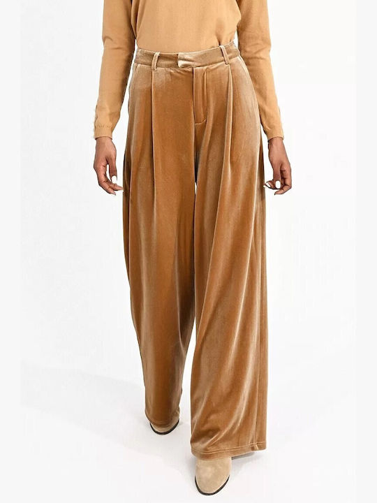 Molly Bracken Pants Women's High-waisted Velvet Trousers Brown