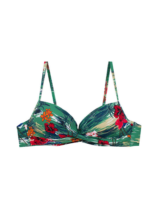 Women's Draped Floral Underwire Bikini Green S24