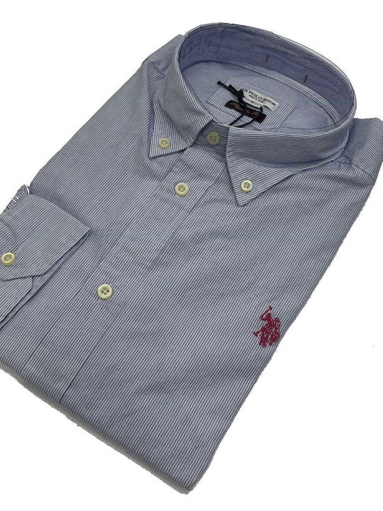 Herren Gestreiftes Regular Fit Hemd U.S Polo Assn 67783-53406 Dirk Blau