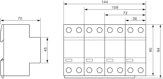 Tracon Electric Αντικεραυνικό Πίνακα Τύπου T1 / T2 Τετραπολικό