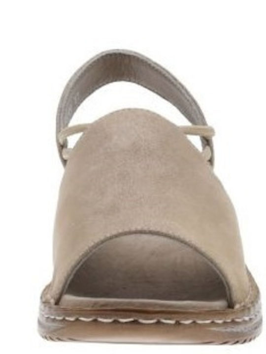 Ara Leather Women's Flat Sandals Anatomic in Beige Color