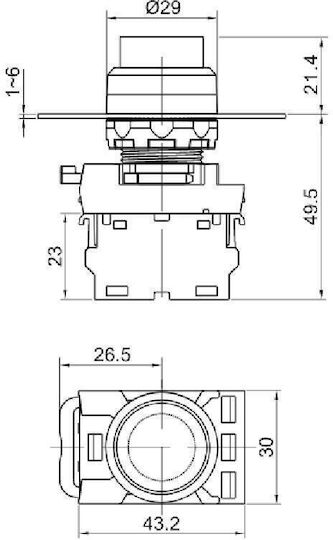 Tracon Electric Μπουτόν Βιομηχανικού Τύπου NYG3-HY