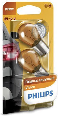 Philips Лампи Автомобила PY21W-BAU15s Обикновени Жълт 12V 12W 2бр